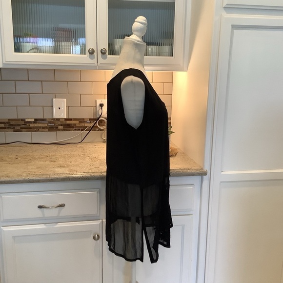 Papillon Black Button Tunic Top Sleeveless Size Large - Picture 4 of 7